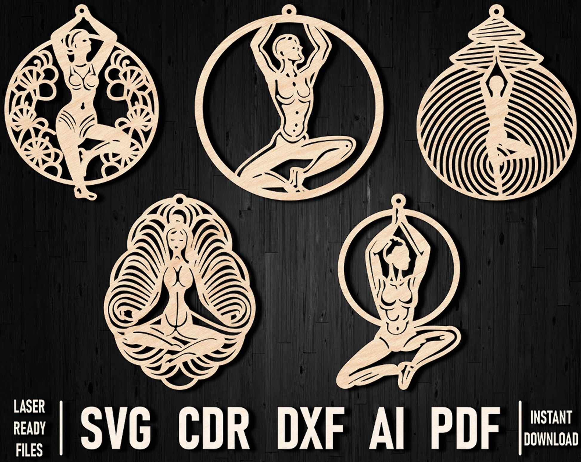 Wooden yoga christmas svg files