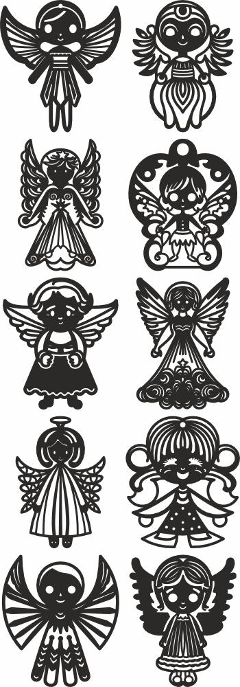 Laser Cut Angel Ornaments SVG: Heavenly Christmas Decor for Glowforge – DXF Wooden Angel Bundle