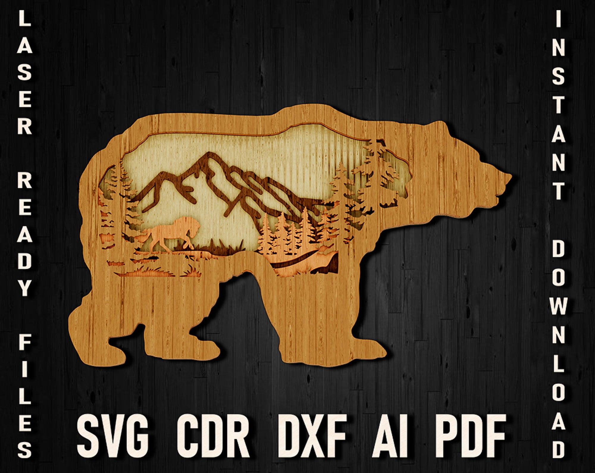 Bear And Horse Multi-layered Svg Wall Decoration Files