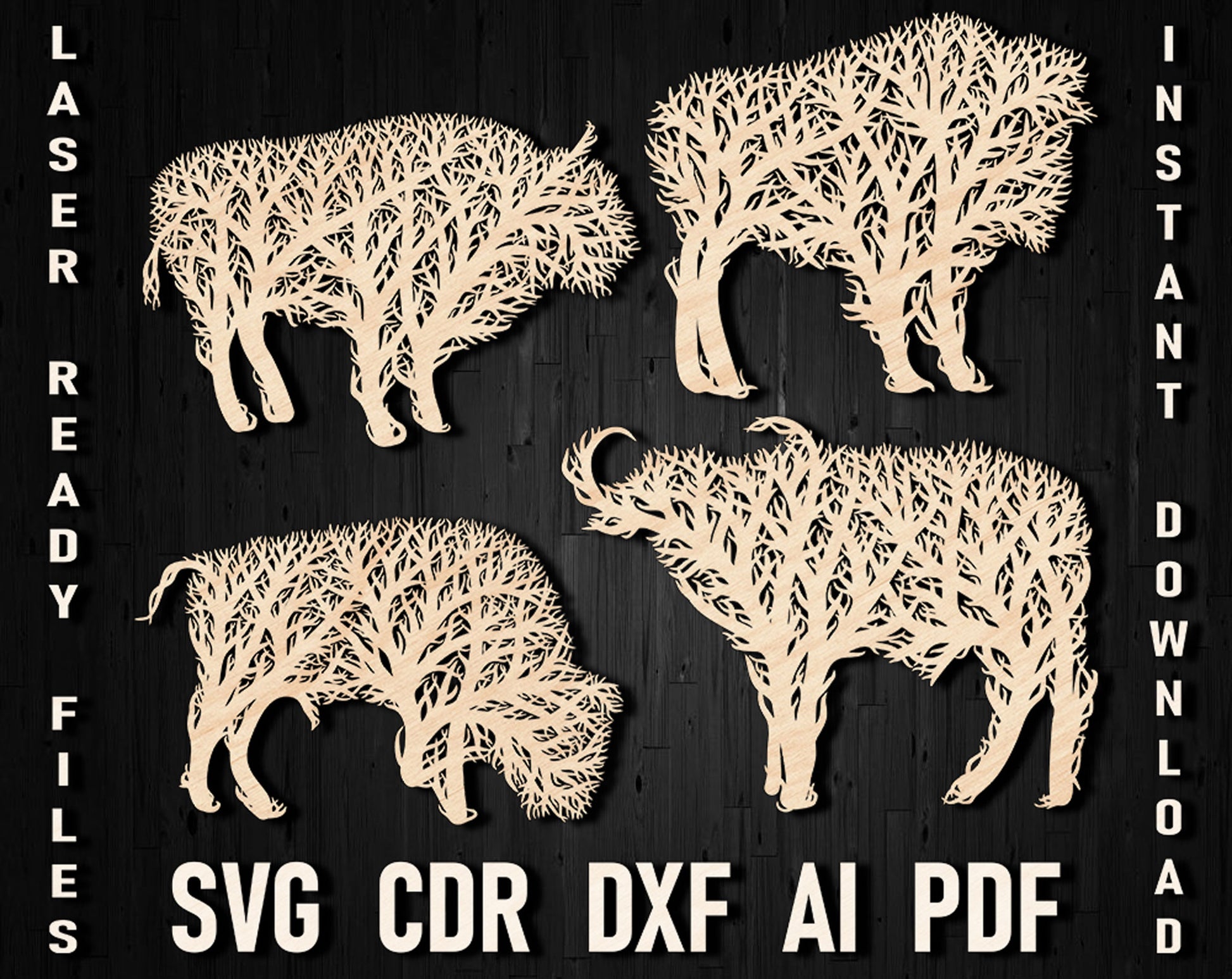 bison svg laser cut files