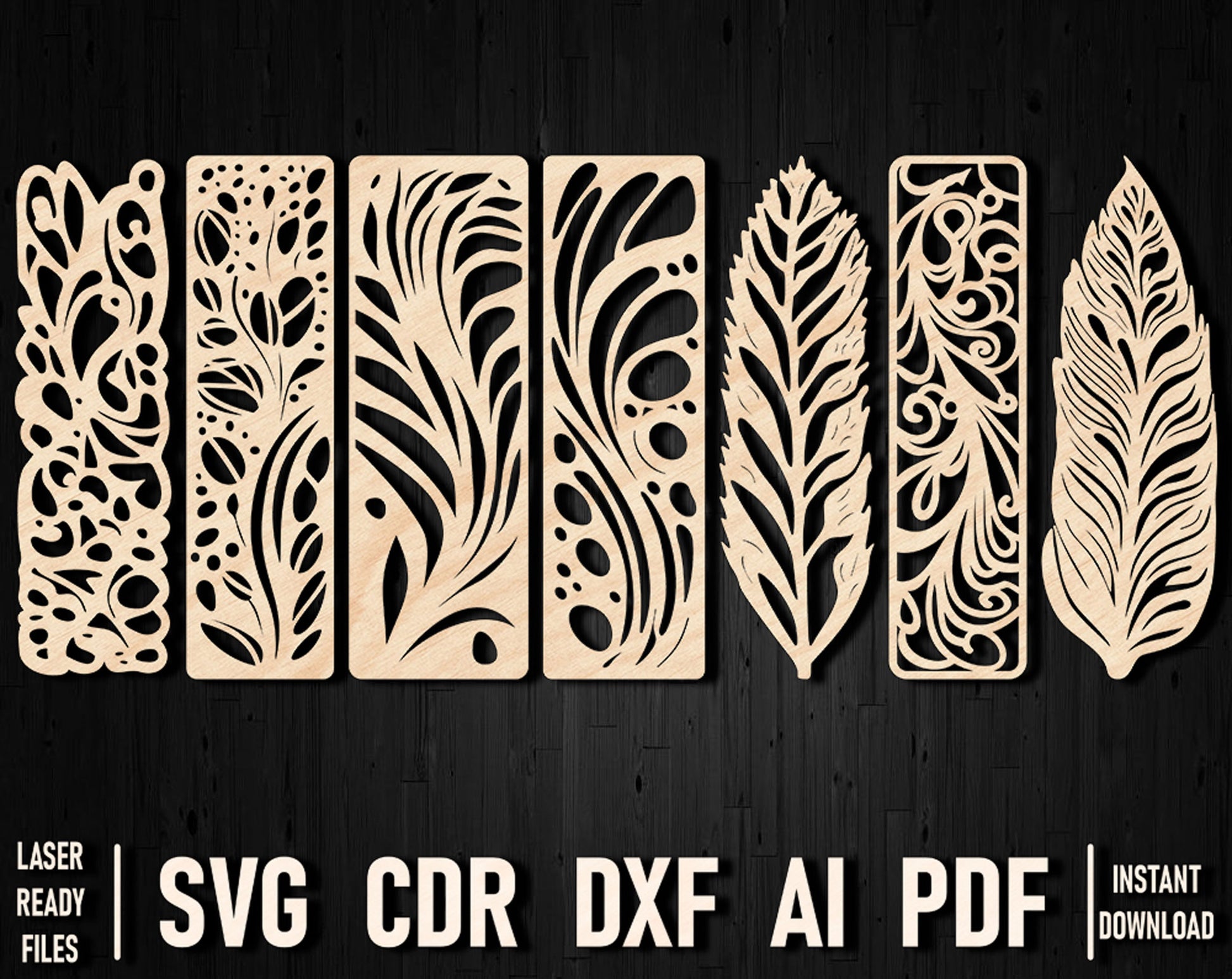 bookmark feather dxf ornaments