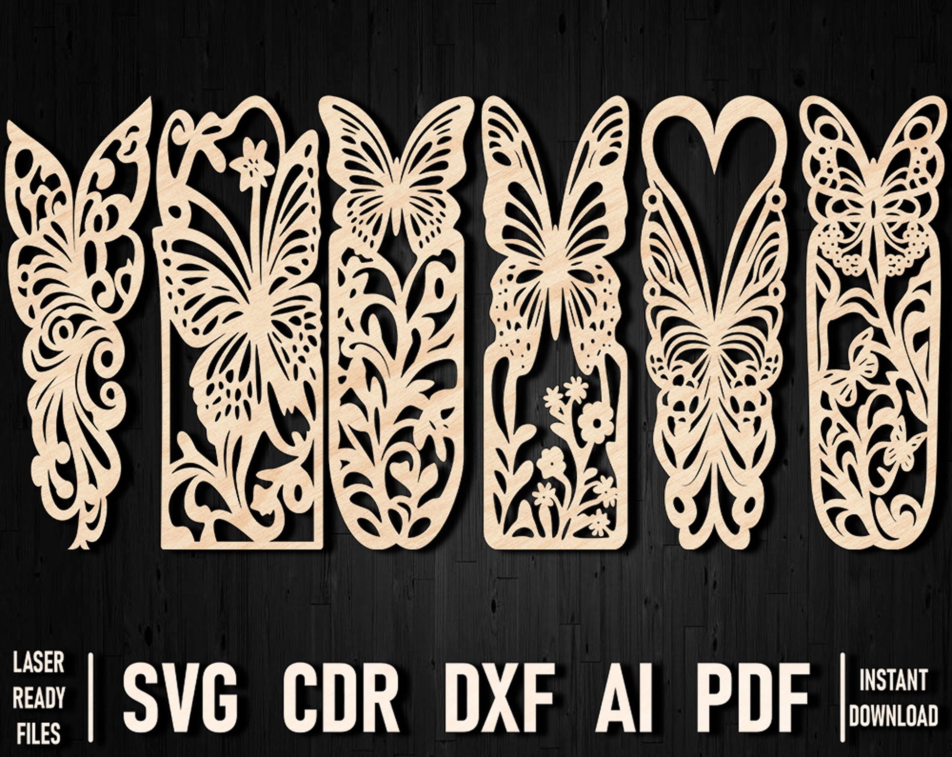 bookmark laser cut svg butterfly design