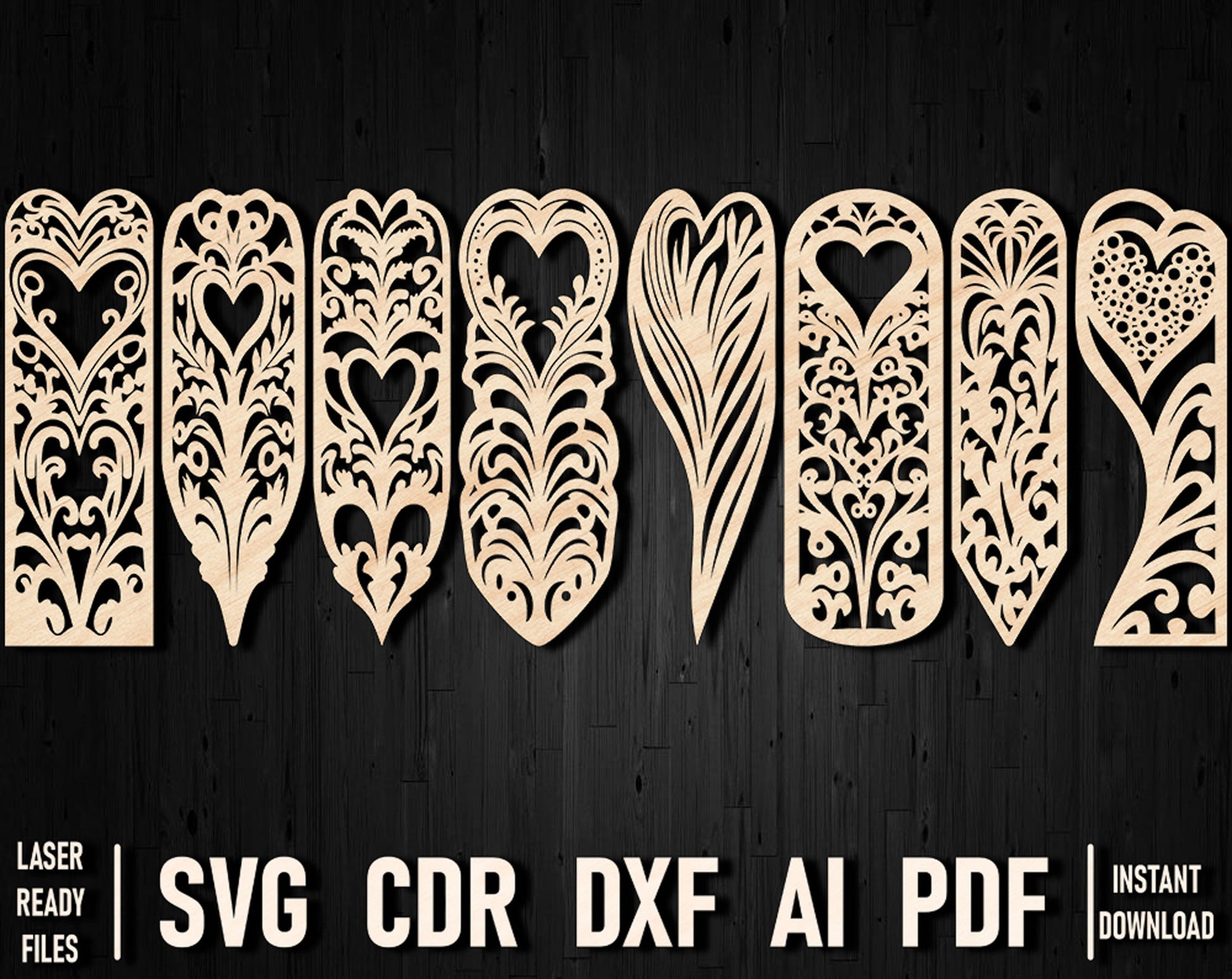 bookmarks valentines svg files