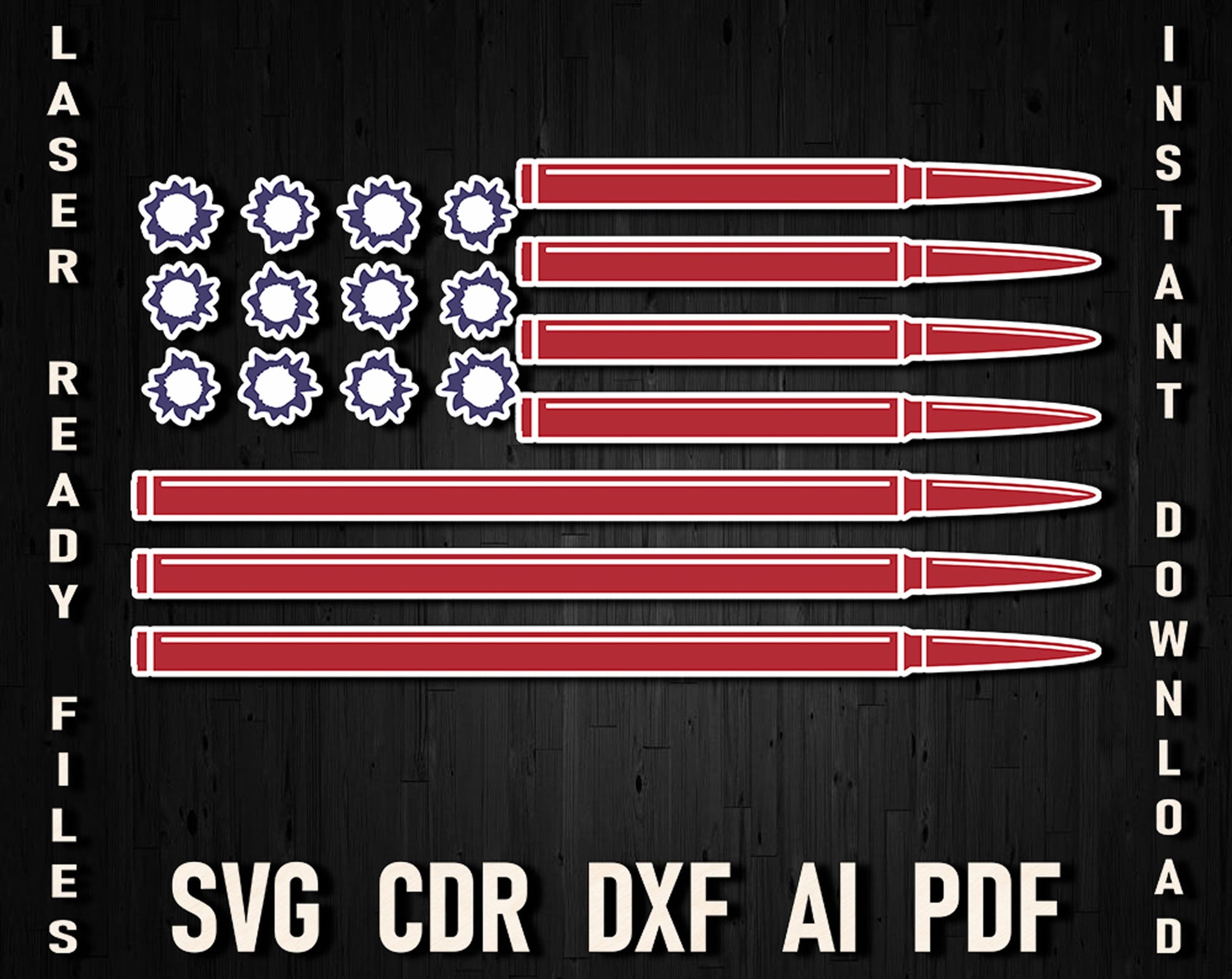 bullet USA american flag dxf