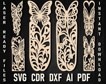 Butterfly Bookmark SVG Bundle: Laser Cut Files for Xtool & Glowforge – Elegant Art & Custom Designs (DXF/PDF)