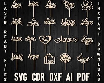 Love And Wedding Cake Toppers Laser Cutting