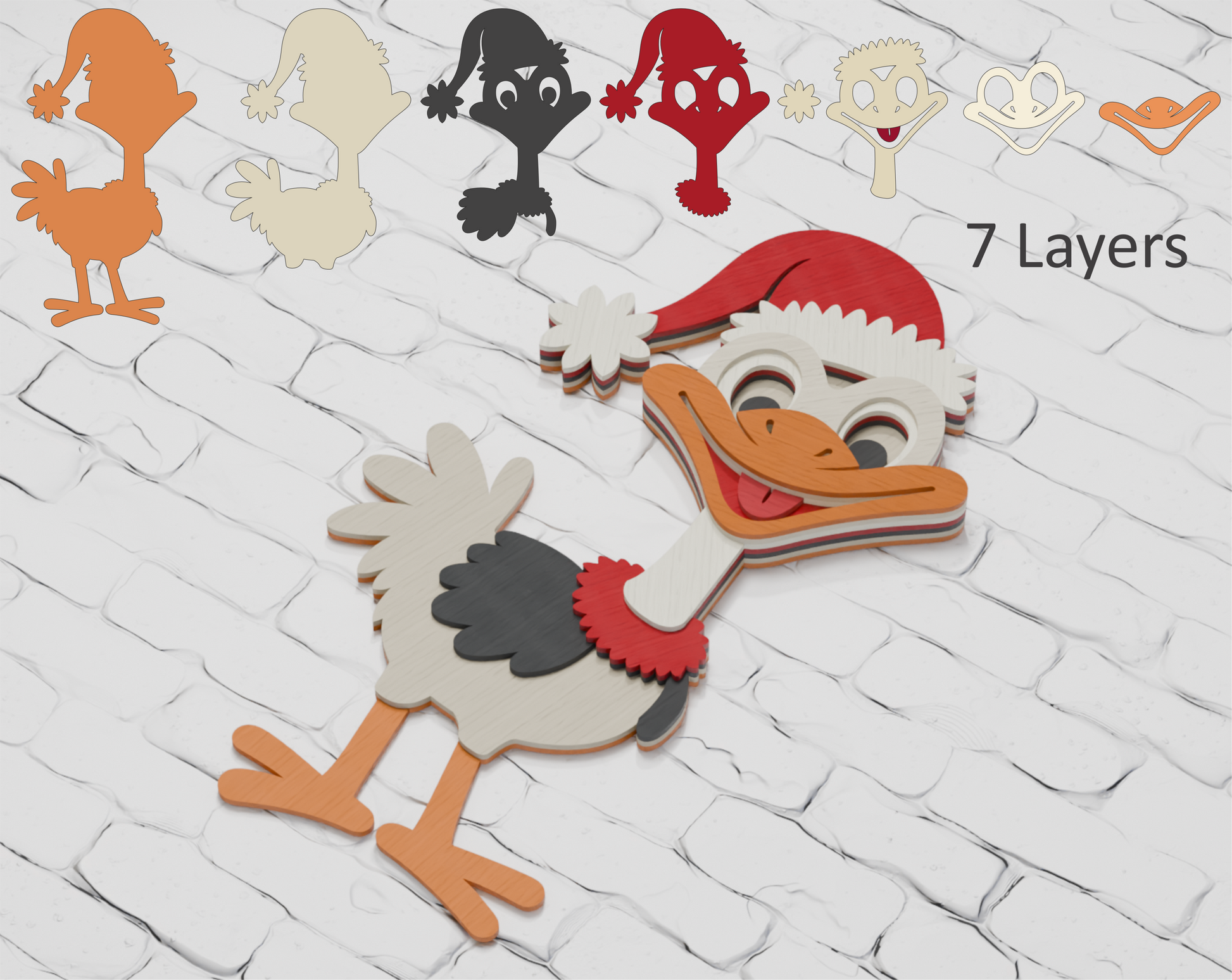 christmas-ostrich-3d-paper-shadow-box-template-svg-dxf