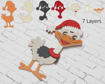 christmas-ostrich-3d-paper-shadow-box-template-svg-dxf