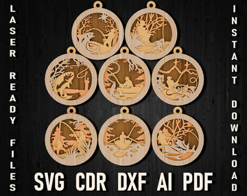 Christmas Fishing Svg Bundle Ornament For Glowforge And Silhouette