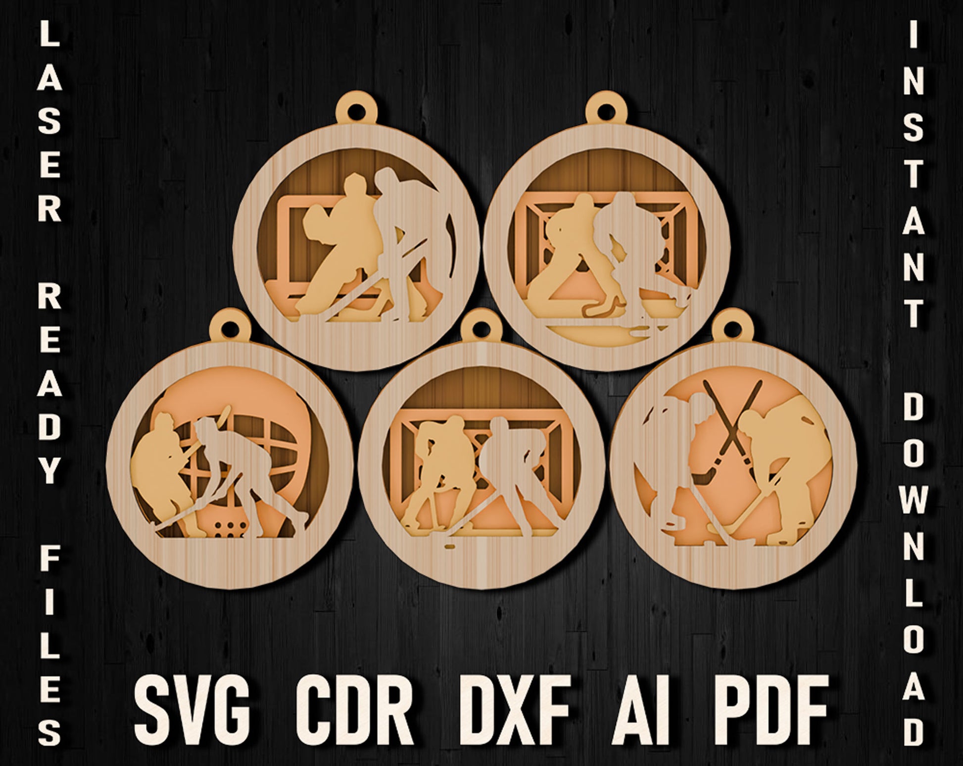 christmas hockey svg ornament