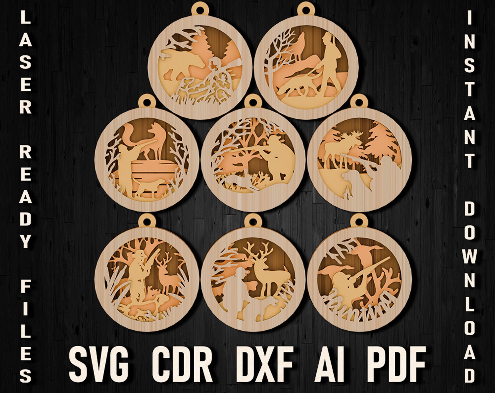 christmas hunting bundle svg laser cut files
