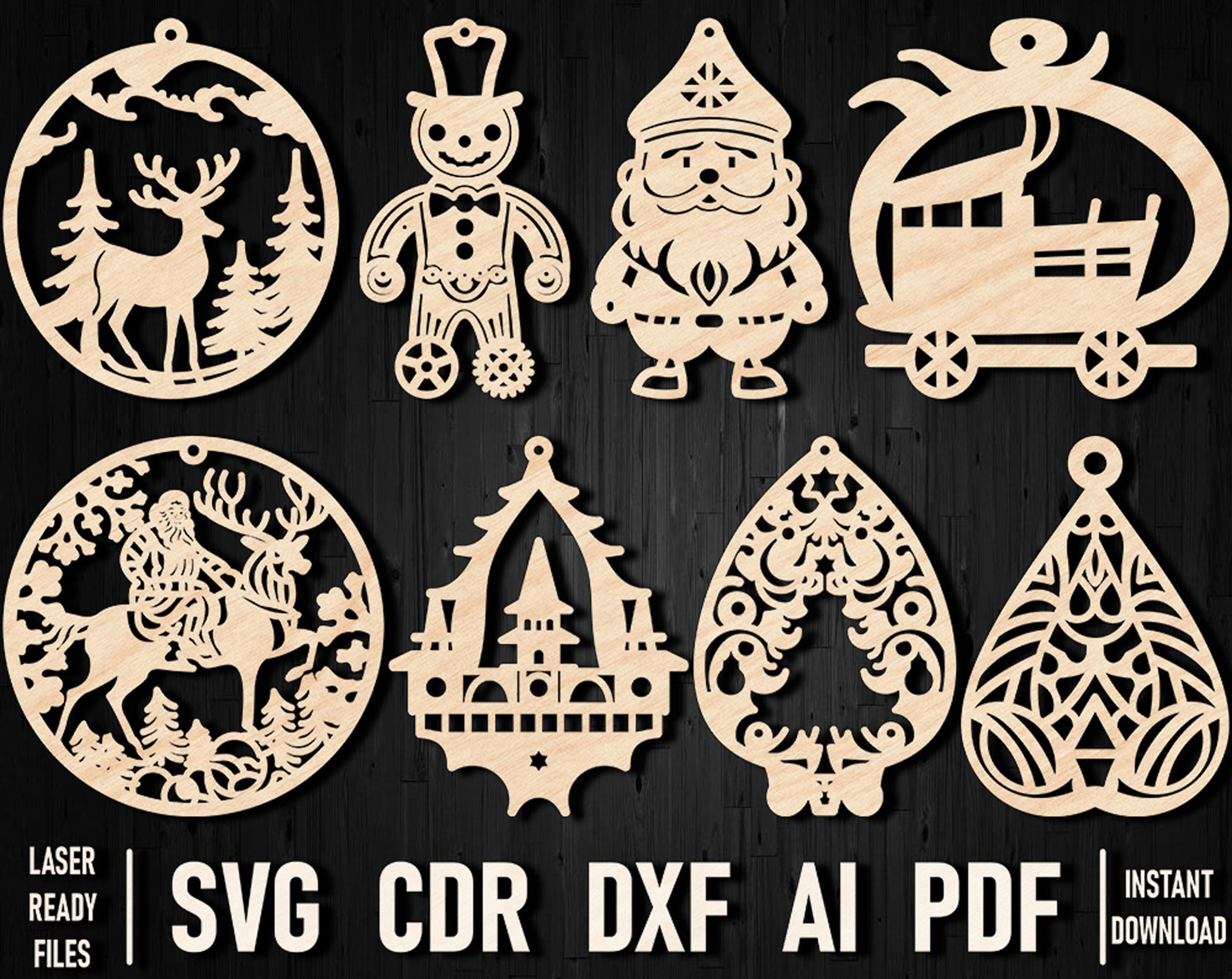 christmas laser cut designs dxf ornament