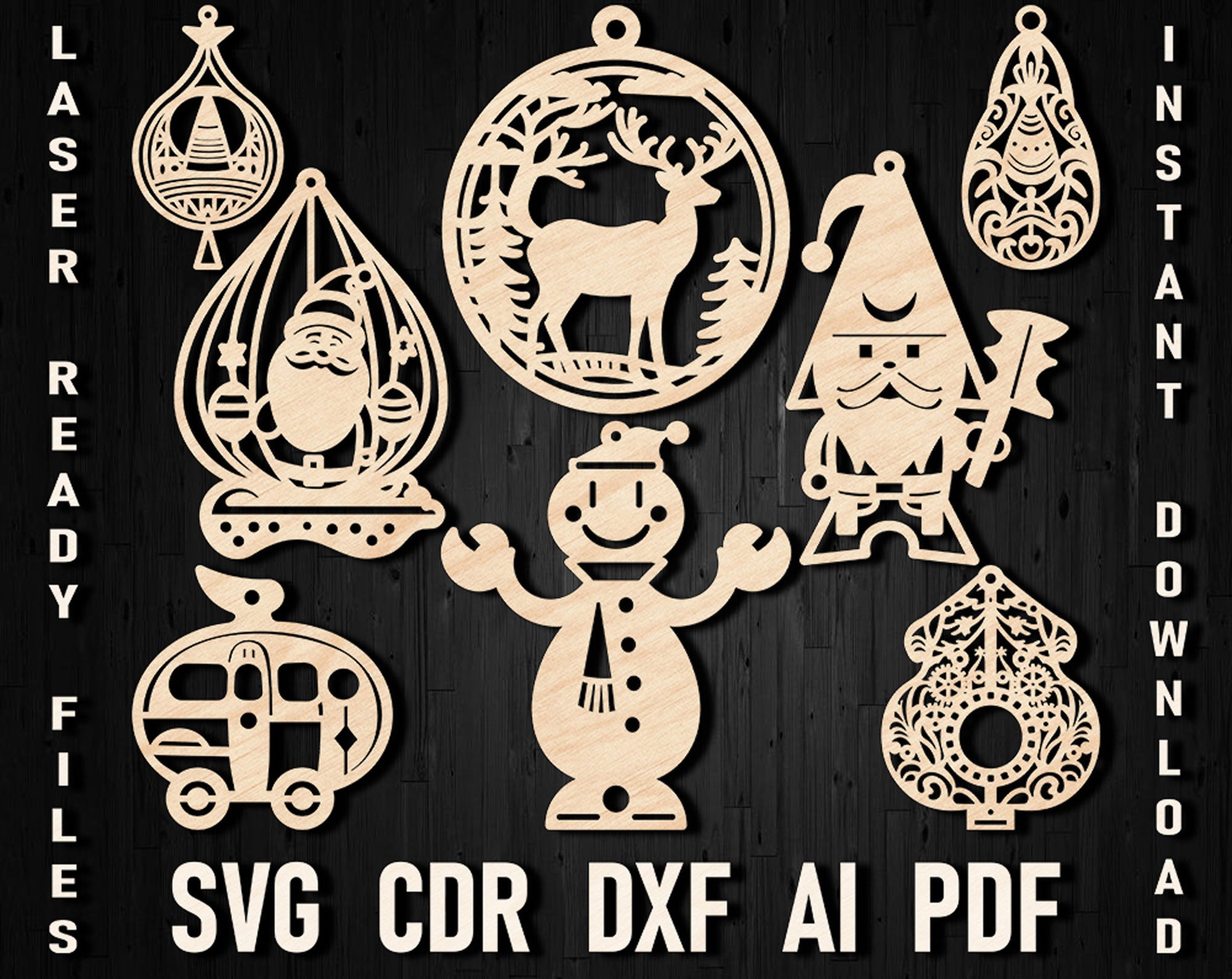 christmas laser cutting tree decor