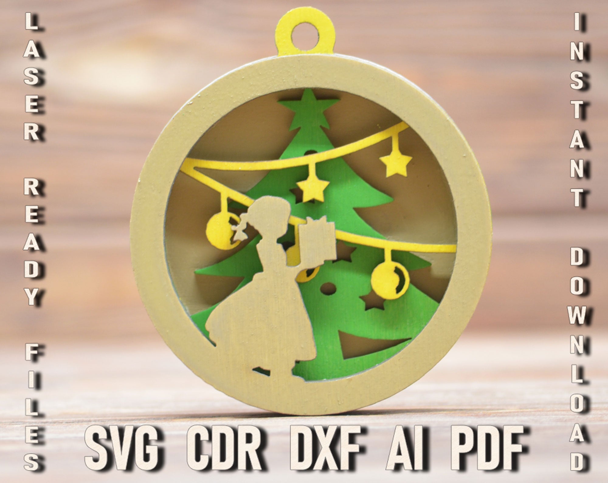 christmas tree girl multi layer ornament