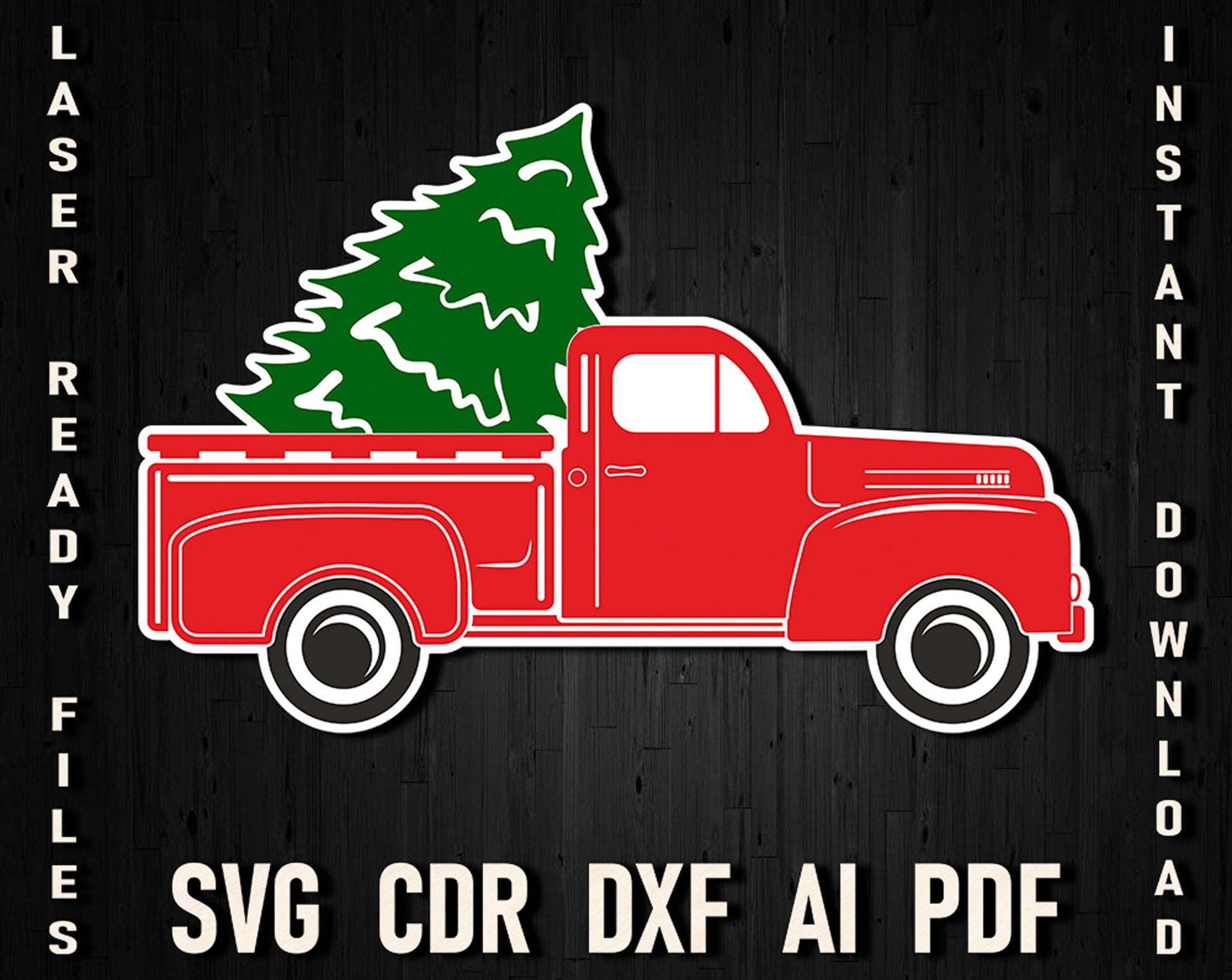 christmas truck with christmas tree