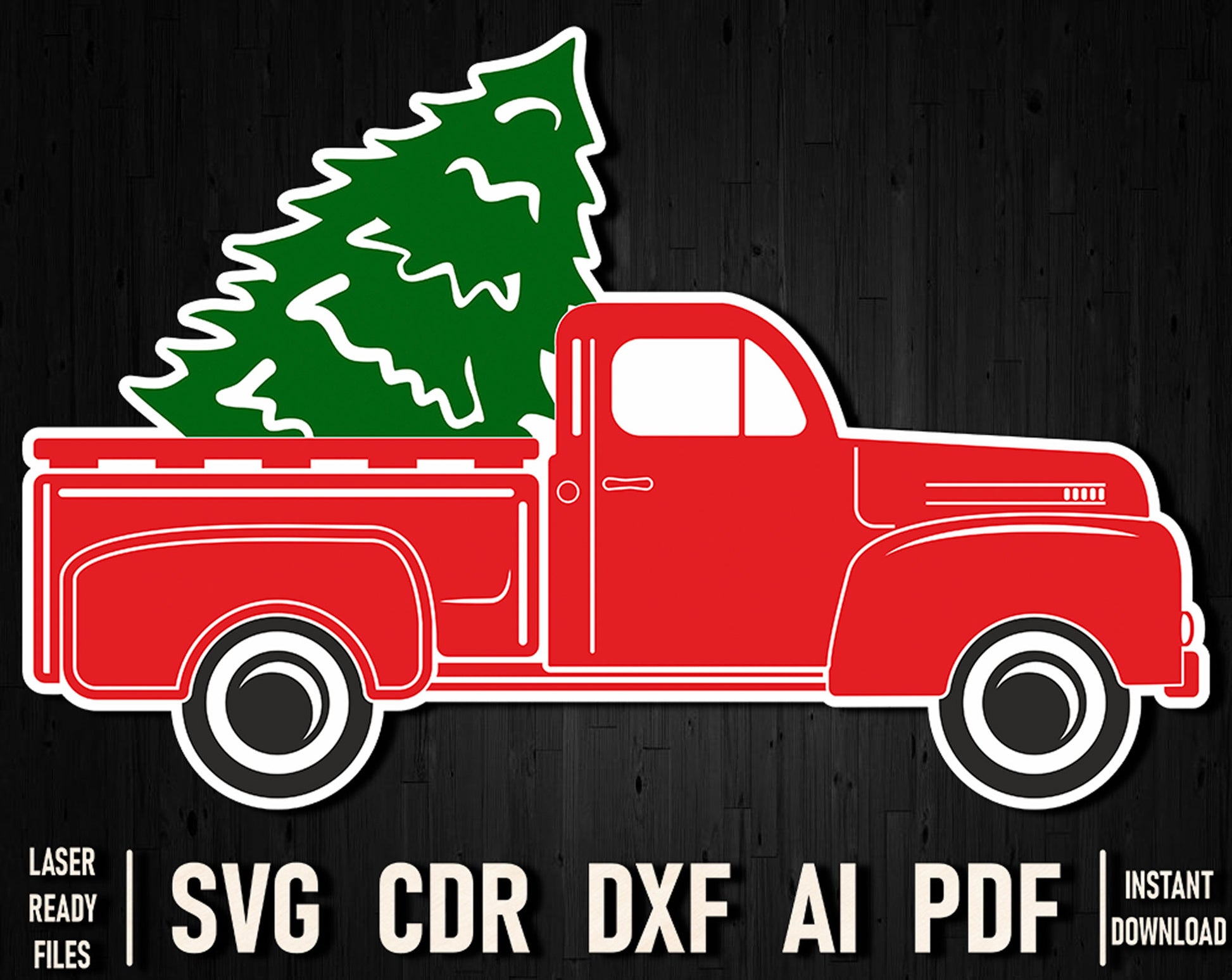 christmas truck with christmas tree graphic design