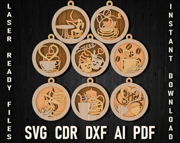 Coffee Christmas Tree Laser Cutting Svg Sign