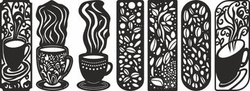 Coffee Lover Bookmark SVG Bundle: Laser Cut Templates for Glowforge & xTool – Acrylic & Wood Designs (DXF/PDF)