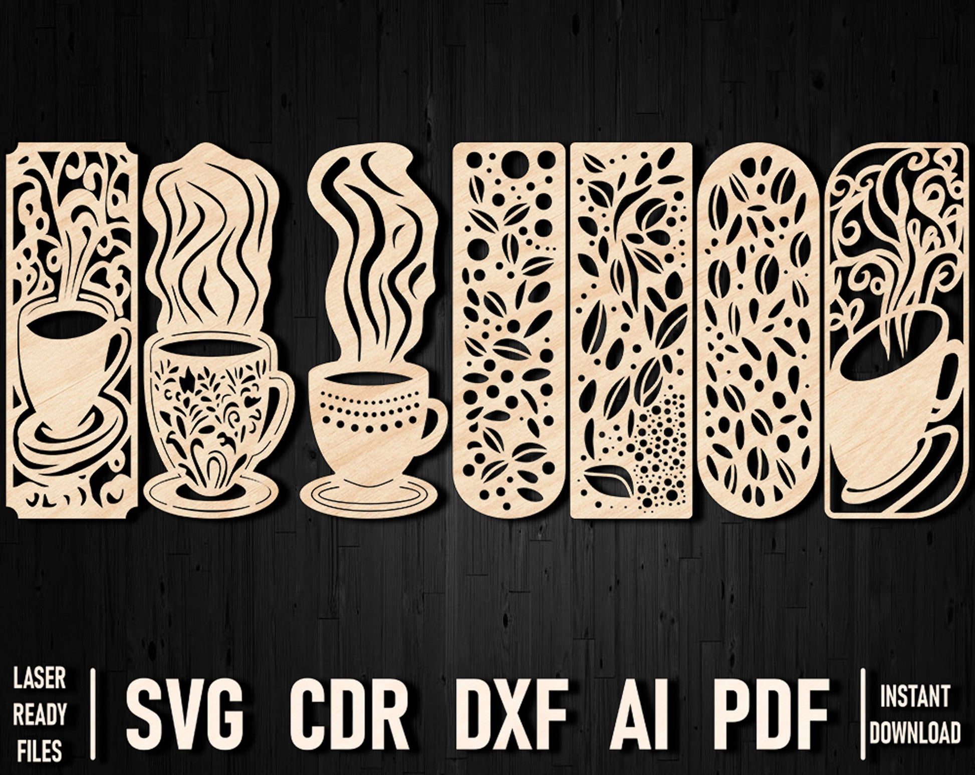 coffee vector wooden design bookmark