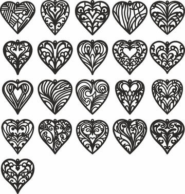 Valentine’s Day Earrings SVG Bundle: Laser Cut Heart Templates – Glowforge, Cricut & Xtool Files (DXF/PDF)