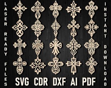 20 Cross Earring Templates for Glowforge – DIY Christian Jewelry SVG Files: Laser Cutting DXF/PDF