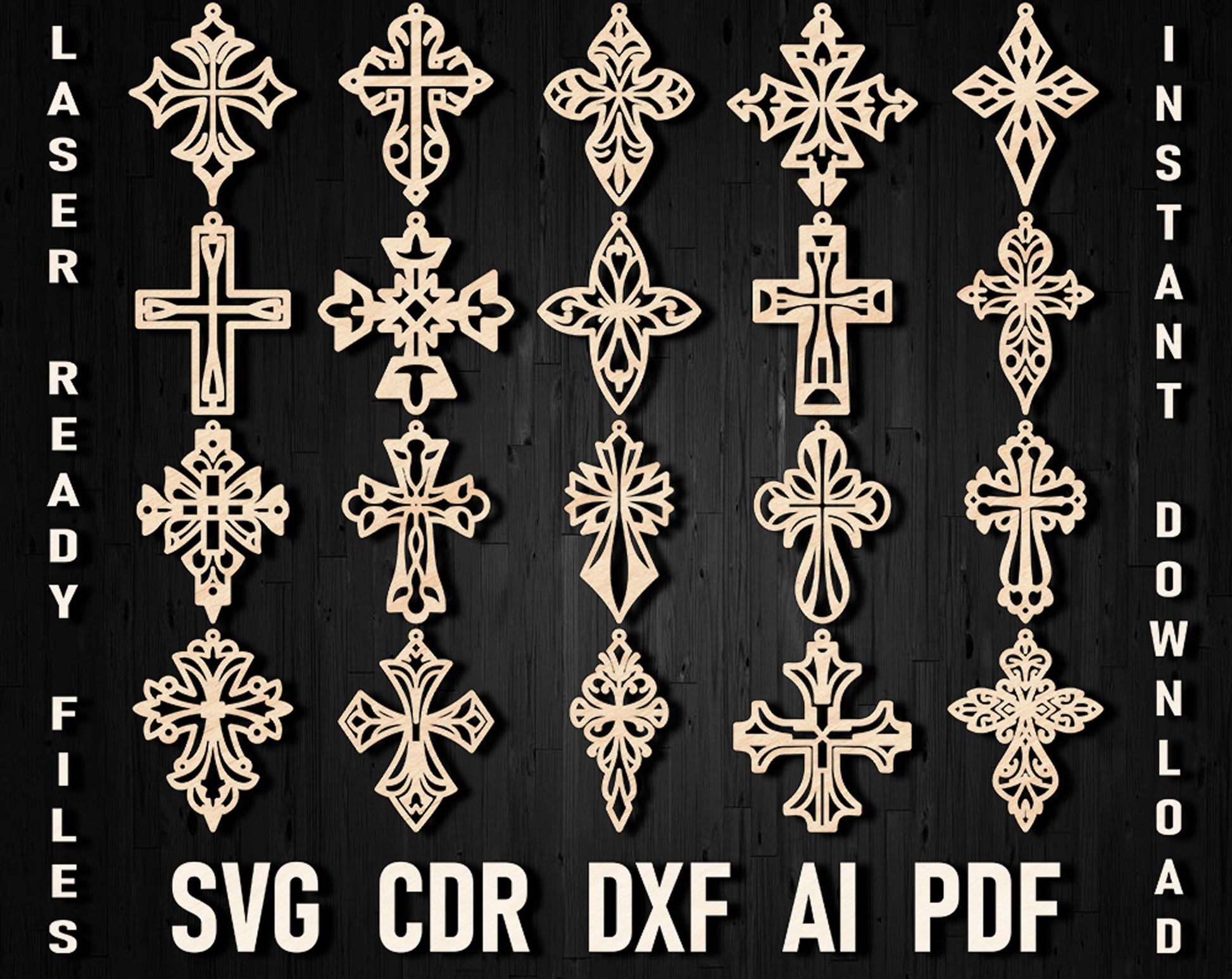 cross laser cut earrings template