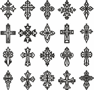 DIY Christian Earrings SVG Bundle: 20 Laser Cut Cross Templates – Wood, Leather Jewelry Files for Glowforge & Cricut