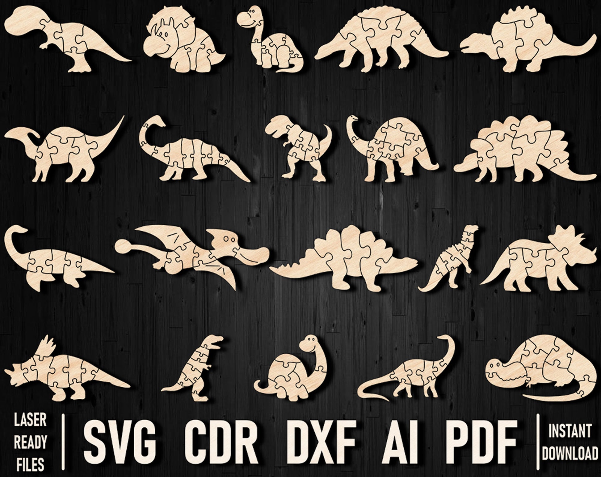 dinosaur dxf laser cut design bundle