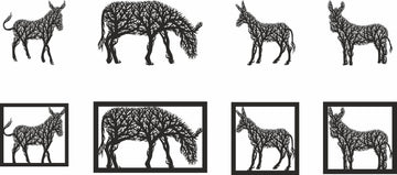 Farmhouse Donkey Tree Panel - Rustic Wall Art DXF/SVG | Digital File for Laser Cutting | Country Home Decor