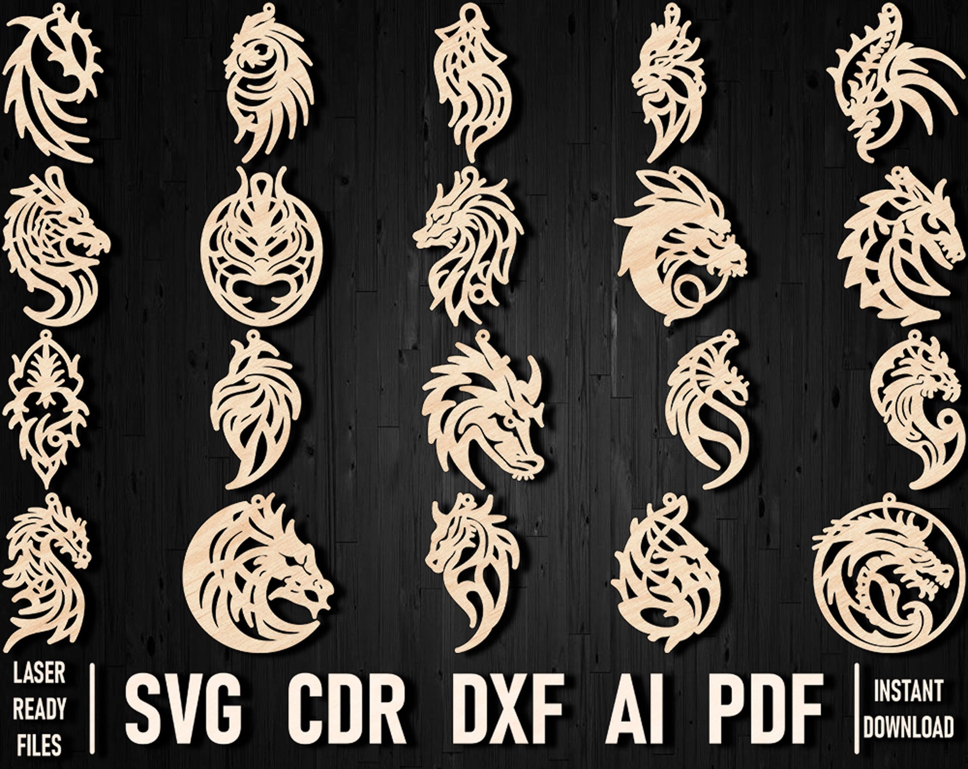 dragon earrings vector design bundle