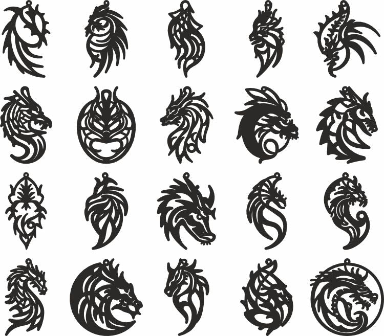 dragon earrings vector template