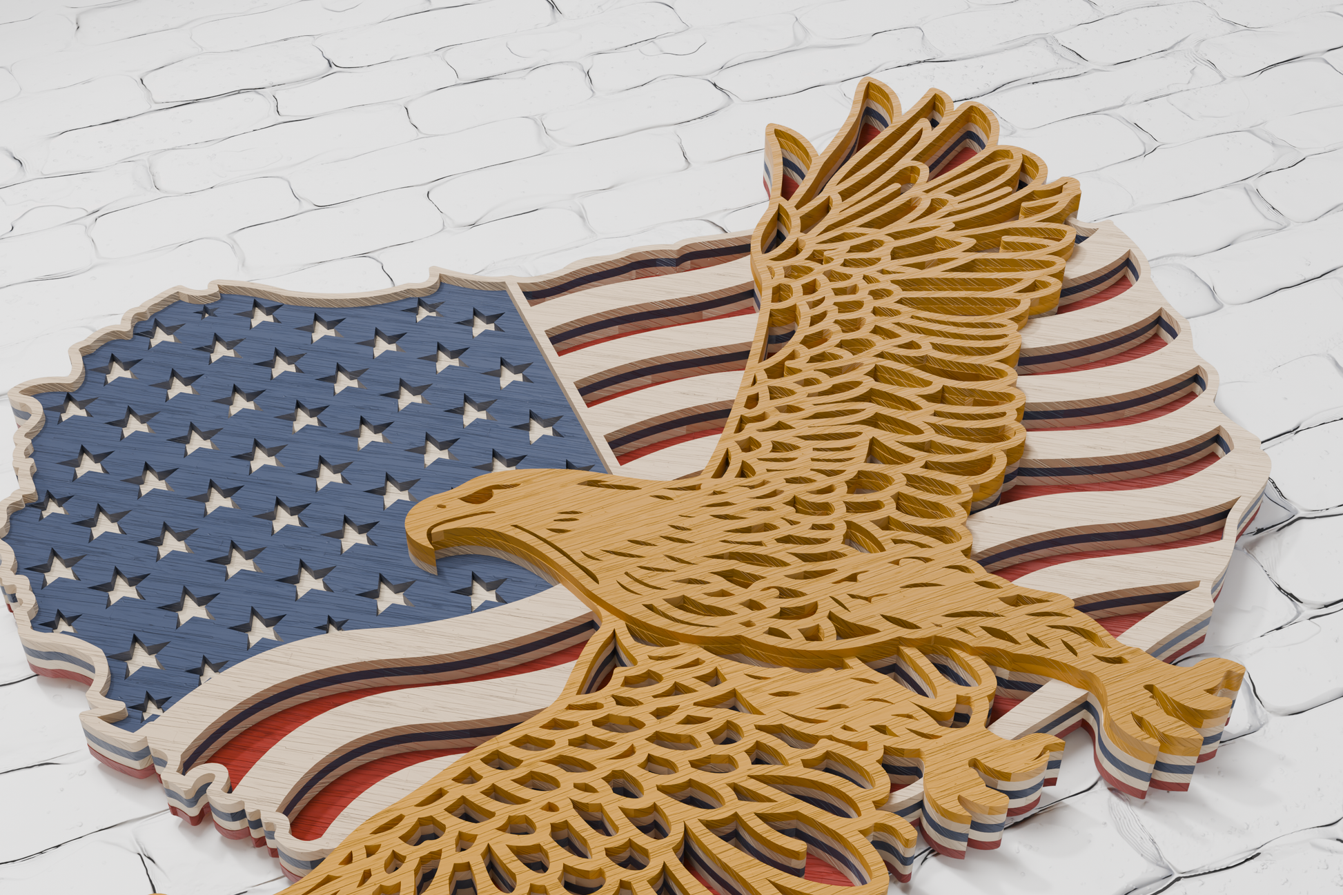 eagle on american flag shadow box svg
