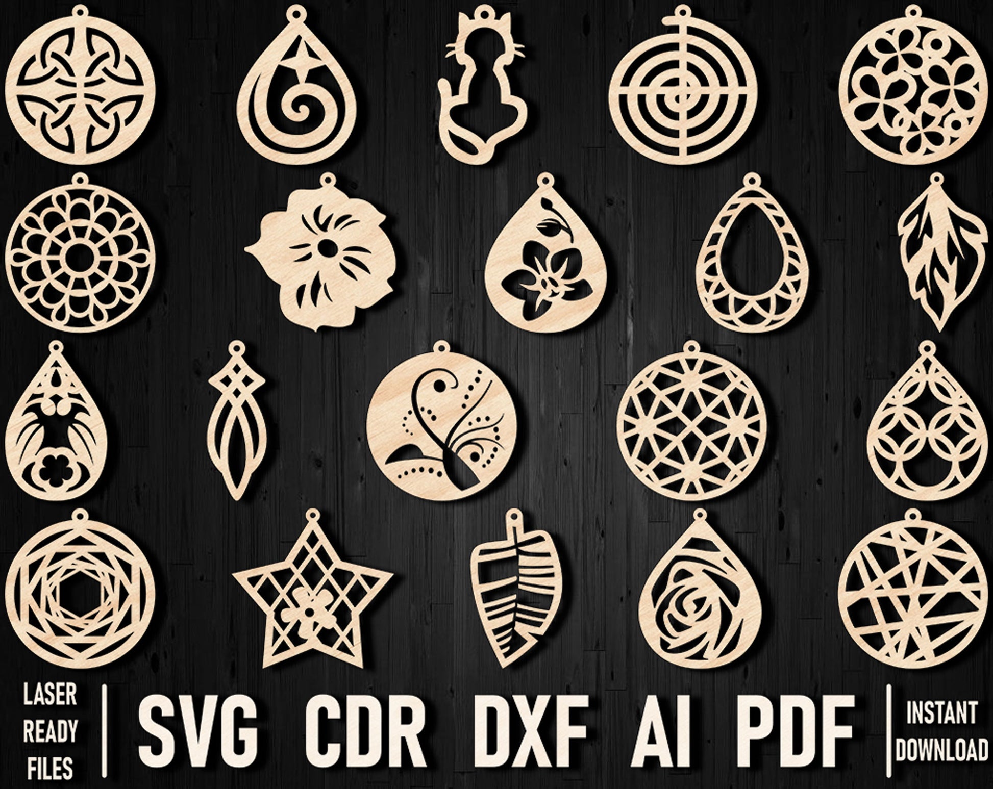 earring glowforge svg bundle