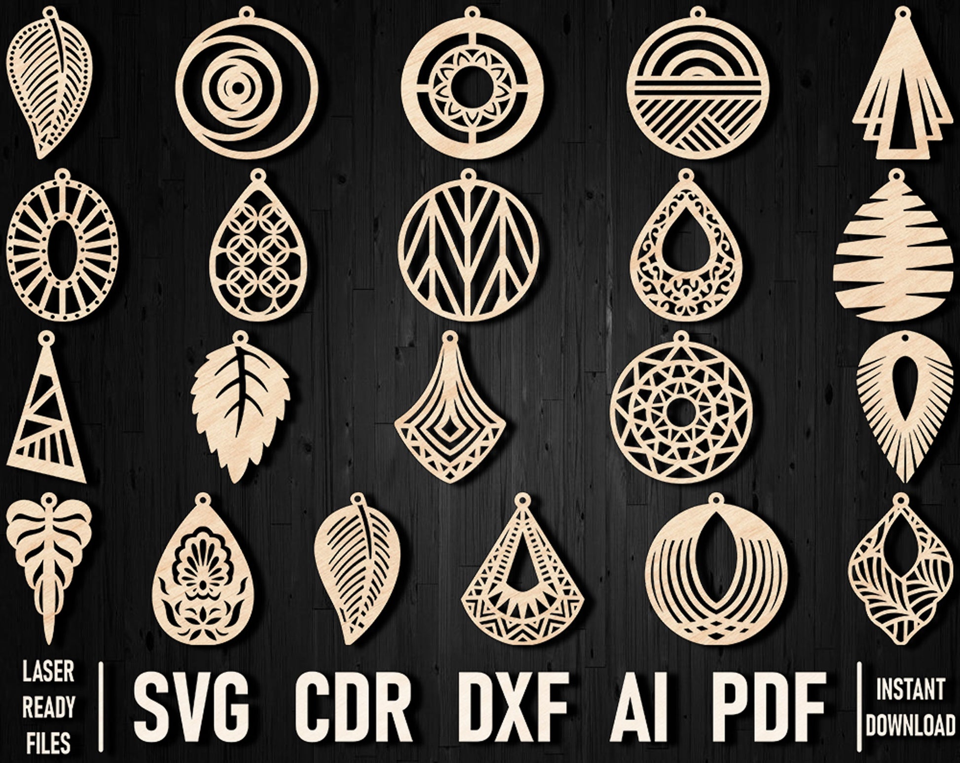 earring templates svg laser cut