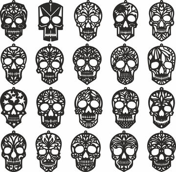 Gothic Skull Earring SVG: Laser Cut Templates for Glowforge – Halloween & Christmas Jewelry (DXF/PDF Files)