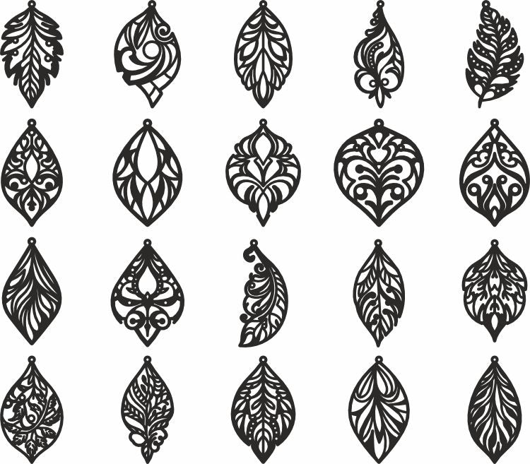 earrings vector leaf design