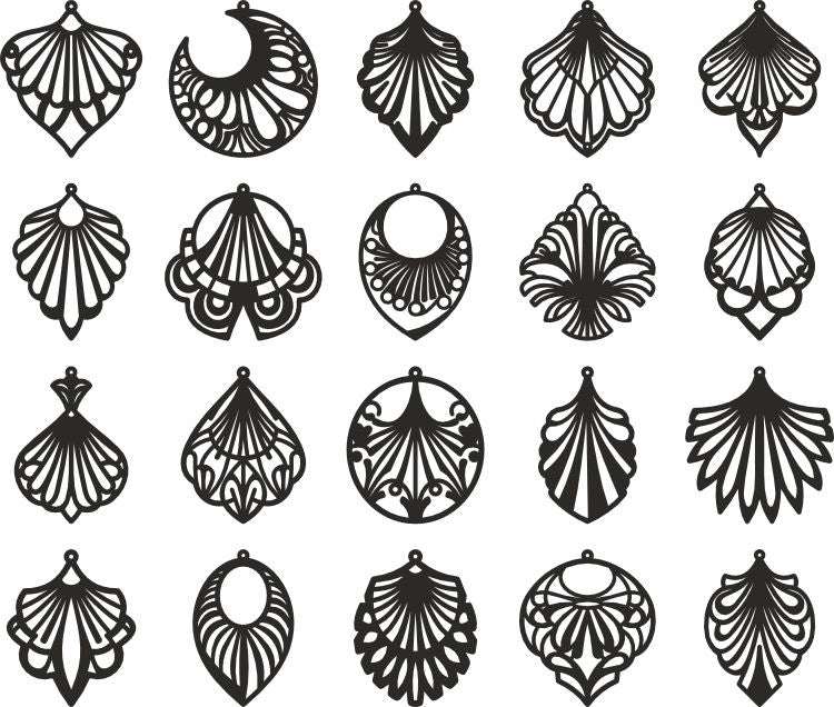 fan earrings svg laser cut template