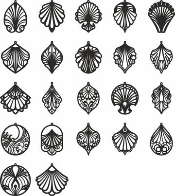 Fan Laser Cut SVG Earrings: Boho Hoop Designs for Glowforge & Silhouette – Fanned Wood/Leather Earring Bundle