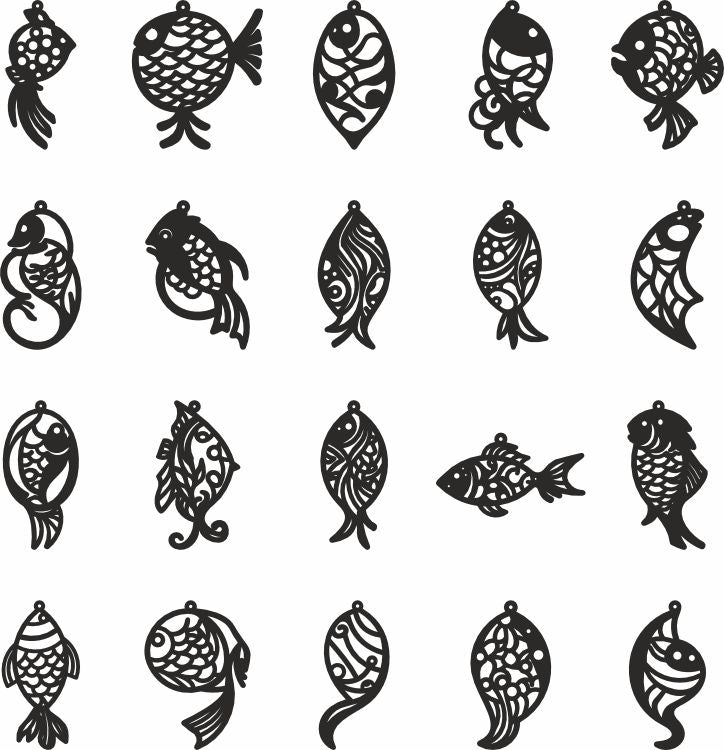 fish earrings dxf bundle