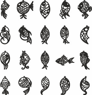 Ocean Fish Earring SVG Pack | Marine Jewelry Cut Files for Leather & Wood | Beach Style Design Templates