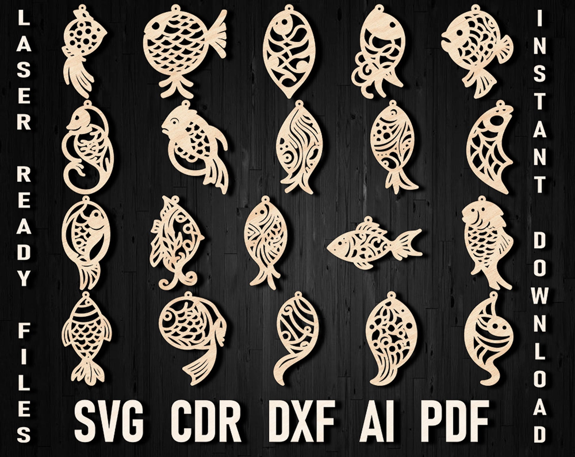 fish laser cut earrings svg