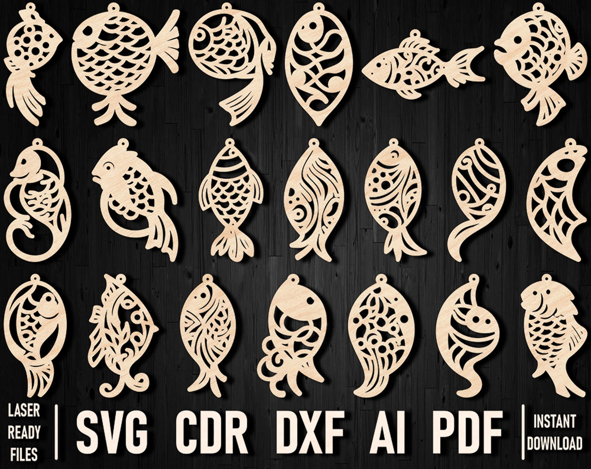 fish vector laser cut bundle