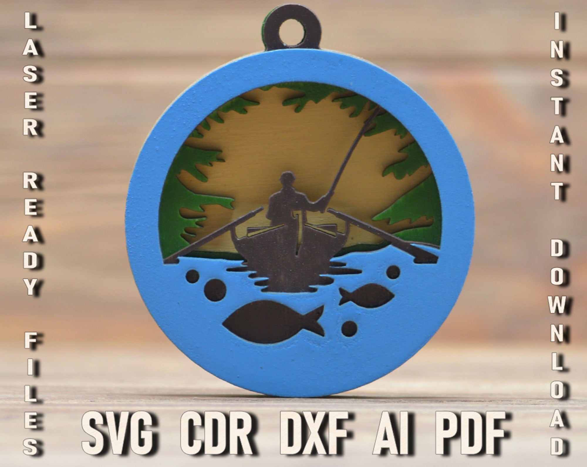 fishing svg laser cutting ornament
