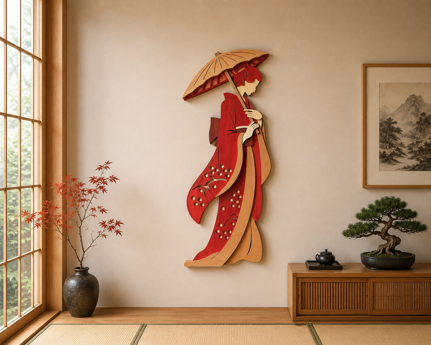geisha-3d-paper-shadow-box-template-svg-dxf