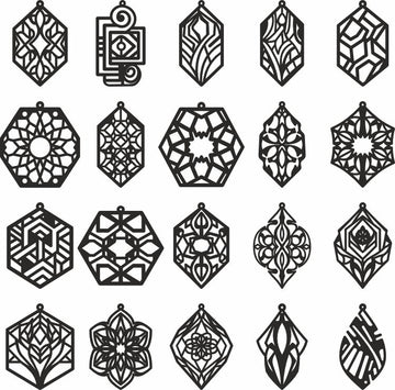 Geometric Earrings SVG Laser Cut Bundle: Polygon Pendant Designs – Xtool, Silhouette Files