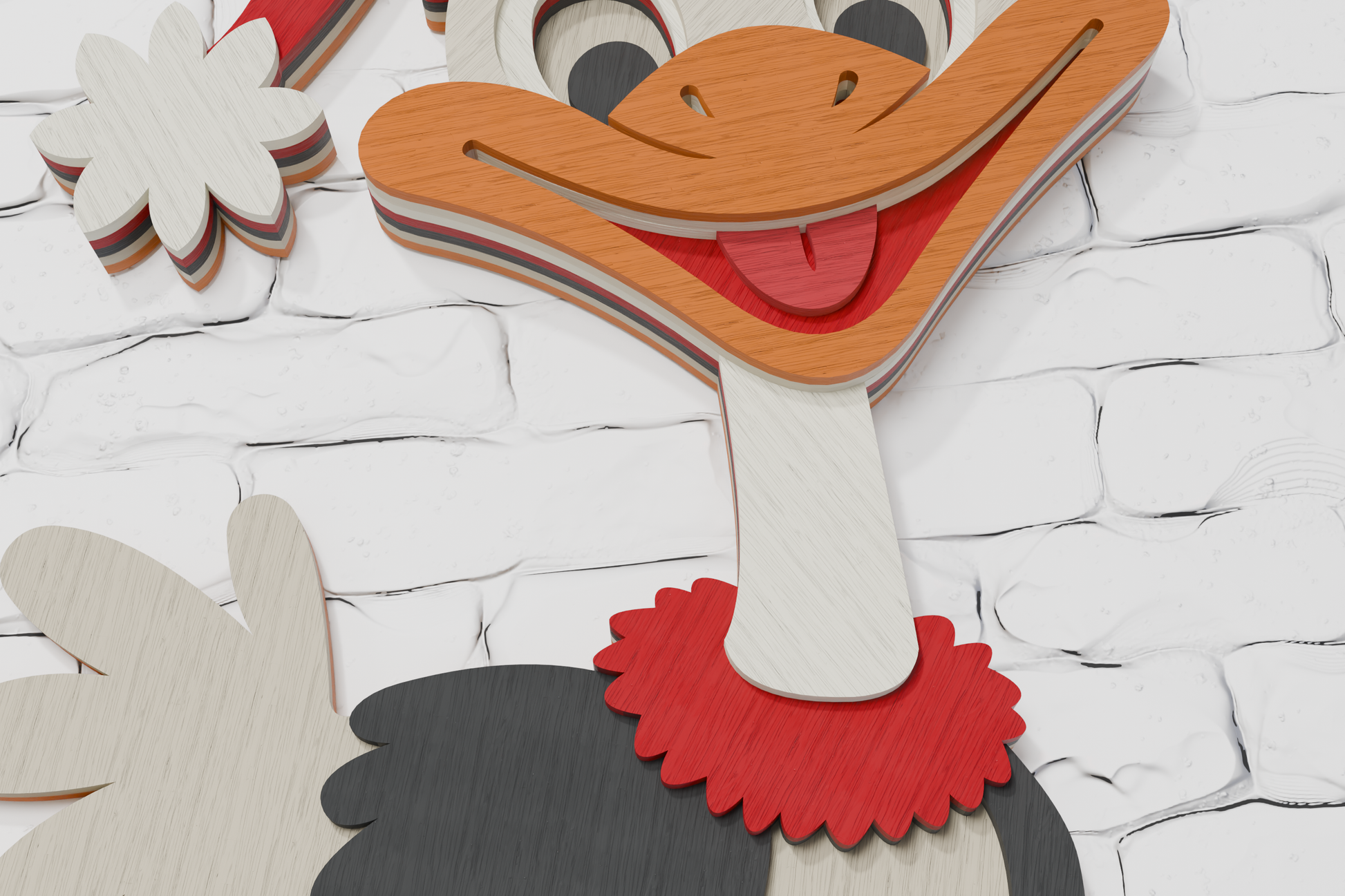 glowforge-laser-cut-file-3d-layered-christmas-ostrich-wood-art