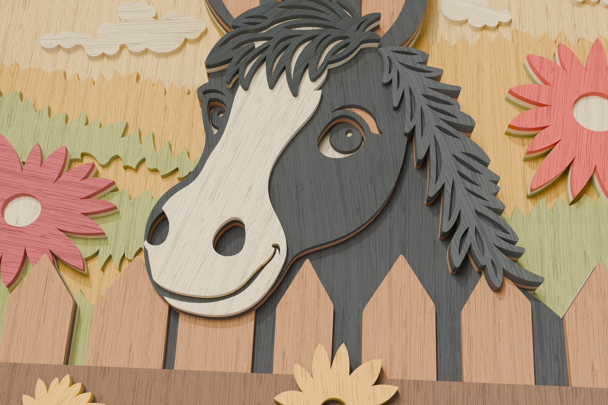 glowforge-laser-cut-file-3d-layered-donkey-wood-art