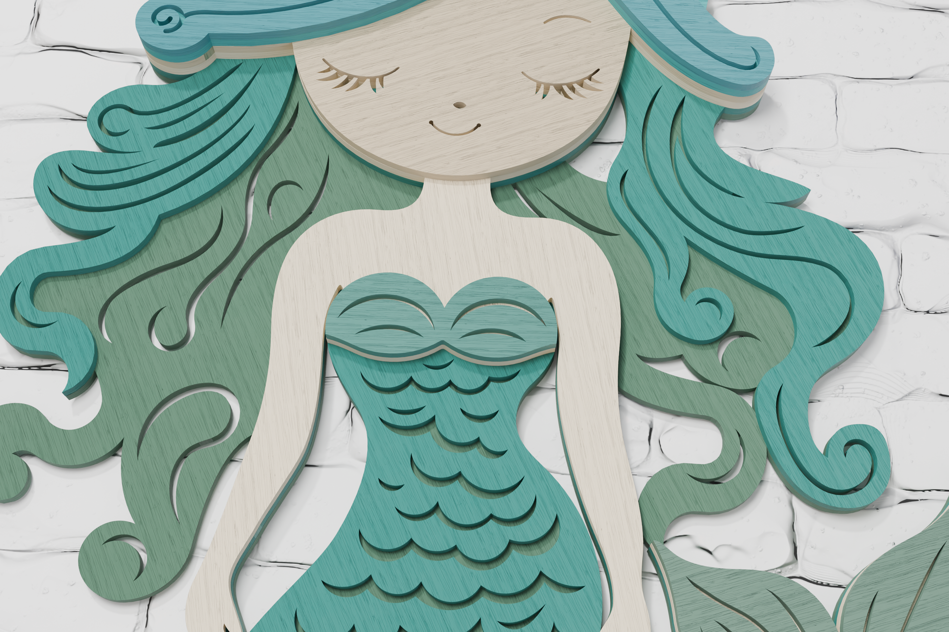 glowforge-laser-cut-file-3d-layered-mermaid-wood-art