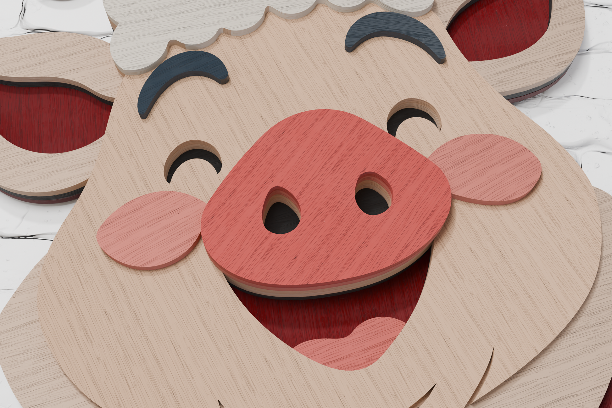 glowforge-laser-cut-file-3d-layered-pig-santa-hat-wood-art