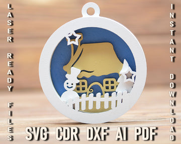 Winter Christmas Multilayer Svg Glowforge Ornament